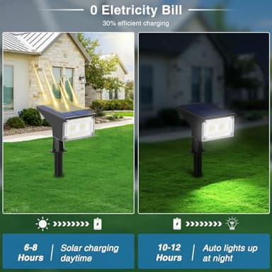 ZJOJO Solar Lights for Outside, Spot Lights Outdoor 40 LEDs IP65 Waterproof, with 4 Lighting Modes for Garden Yard, 6 Pack - Image 3