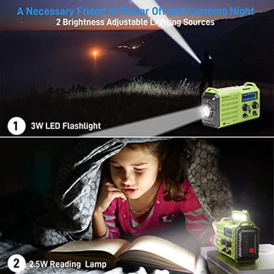 NOAA Weather Radio, Emergency Hand Crank Radio with Solar Charger, Portable Battery Operated AM FM Shortwave Radio with LED Flashlight, USB Charger, Earbud Jack, SOS Alert for Home Survival Hurricane - Image 3