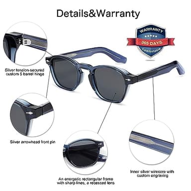 VANLINKER Retro Small Square Sunglasses for Men Womens Trendy Thin Cube Shades Vintage Slim Frames Luxury Eyewear VL9774 Blue Frame Grey Lens - Image 4