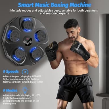 TGLLM Music Boxing Machine, Interactive Punching Trainer with Boxing Gloves, Large Size Wall Mounted Electronic Boxing Target for Adults Kids, 9 Modes & 9 Speeds - Image 2