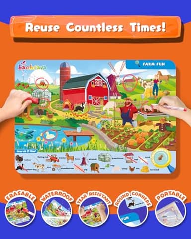 Baobrava Search and Find Game Books - Preschool Learning Activities for Kids Age 3-8, Travel Games for or Road Trip Car Airplane, Educational Seek Activity Birthday Gifts for Boys and Girls - Image 7