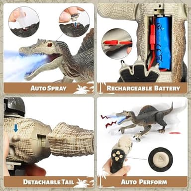 Upgraded Dinosaur Toys for Kids 3-5-7 Years Old, Remote Control Spinosaurus Toys with Indicator Light Chasing&Spray& Roar, Realistic RC Walking Dinosaur Robot Gifts Stocking Stuffers for Kids Boys - Image 5