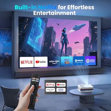 [Netflix App/Dolby Audio] FUDONI Smart Projector with WiFi and Bluetooth, Native 1080P 25000L 4K Decoding for Home Cinema, Outdoor Movie Projector with Apps, Built-in Netflix/YouTube/Prime Video - Image 2