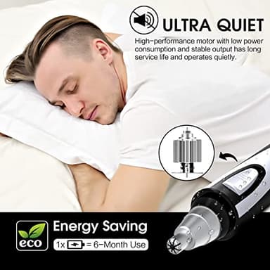 Ear and Nose Hair Trimmer Clipper - 2025 Professional Painless Eyebrow & Facial Hair Trimmer for Men Women, Battery-Operated Trimmer with IPX7 Waterproof, Dual Edge Blades for Easy Cleansing Black - Image 6