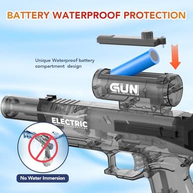 Electric Water Gun with Muzzle Light,Automatic Water Gun Blaster,Squirt Gun Range 23-32 FT,Outdoor Party Summer Water Shooting Game Toy with 2 Batteries,Ideal Watergun Easter Gift for Kids & Youths. - Image 5