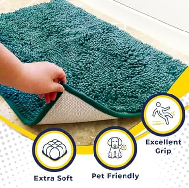 Muddy Mat® Original Dog Door Mat for Muddy Paws, Super Absorbent Microfiber, Non-Slip Washable Pet Rug, Quick Dry Chenille Entryway Carpet, Machine Washable Indoor Outdoor mat, Teal 35"x60" - Image 2