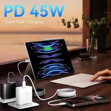 Phone 17 16 Pro Max Charger Fast Charging, 45W Super Fast USB C Charger Block with 10FT Extra Long Fast Charging Cable for 17 16 Pro Max/17 16/16 Plus,15 Pro Max/15 Pro/15, Android Phone-White+Black - Image 7