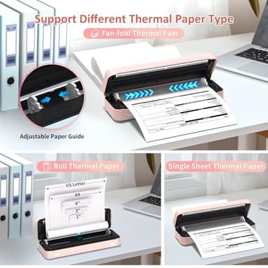 Gloryang Inkless Portable Printer for Travel, Wireless Thermal Printer Supports 8.5 x 11 Inch US Letter Size, Bluetooth Machine Includes Carry Case and 3 Rolls of Thermal Paper Kit, Pink - Image 7
