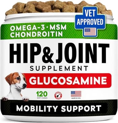 STRELLALAB Hip & Joint Glucosamine Supplement Treats for Dogs - Chondroitin, Omega-3, MSM - Advanced Joint Health Support Chews for Large Breed - Pain Relief - Bacon Flavor - 120 Ct - Made in USA - Image 1