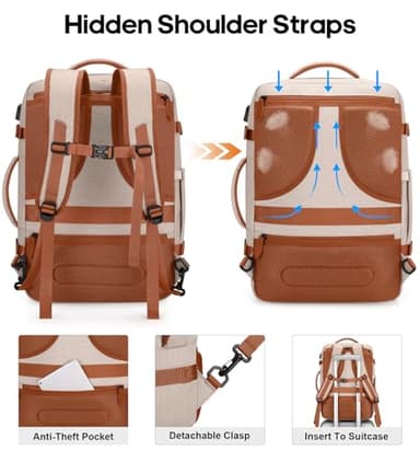 Bagsure Travel Backpack Carry On Backpack 42L Flight Approved, Expandable Laptop Backpack with Packing Cubes & Shoe Pocket, Water Resistant Luggage Backpack for Men Women, TSA Approved, Large Backpack - Image 4