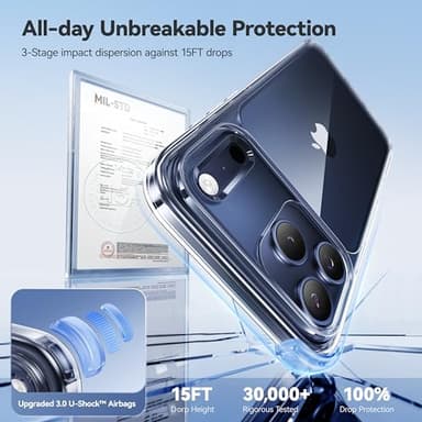 CASEKOO for iPhone 17 Pro Max Case Crystal Clear, Patented Anti-Yellow & Virgin TPU, 15FT Military-Grade Drop Protection, Slim Transparent Women Men Funda para for iPhone 17 Pro Max Case 6.9", Clear - Image 5