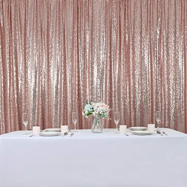 Hahuho Rose Gold Sequin Backdrop Curtain, 4PCS 2FTx8FT Glitter Backdrop Curtain for Parties, Christmas, Wedding, Party Decoration（4 Panels, 2FT x 8FT, Rose Gold - Image 7