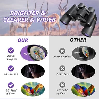 25x40 Binoculars for Adults, High Powered Professional Compact Binoculars for Bird Watching, Outdoor, Hunting, Sports, Concerts, Football Games, Travel, Cruise, Waterproof with Carrying Case - Image 5