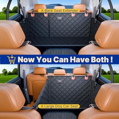 Convertible Back Seat Extender for Dogs, Foldable 400lbs Hard Bottom Dog Car Seat Cover for Back Seat, Waterproof Dog Hammock Bed Backseat Cover for Dogs in Car SUV Truck Pet Seat Cover Black M - Image 2