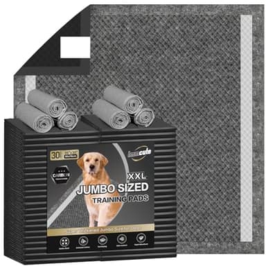 IMMCUTE Dog Pee Pads Extra Large 30"X36", 30 Count, Charcoal Puppy Pads, Absorbent Pads & Fast Drying Potty Pads for Dogs with Adhesive Strip, Disposable Pee Pads , Idea for Pet Training, Jumbo Size - Image 1