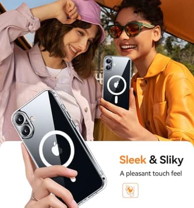 CANSHN Magnetic for iPhone 16 Plus Case Clear, Upgraded [Full Camera Protection] [Compatible with Magsafe] Non-Yellowing Protective Shockproof Bumper - Clear - Image 8