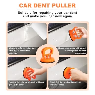 Dent Puller, 3 Pack Car Dent Puller, Dent Remover Tool for Car Paintless Dent Repair Kit and Suction Cup Dent Puller for Glass, Screen, Tiles Lifting and Objects Moving (Orange+Black) - Image 2