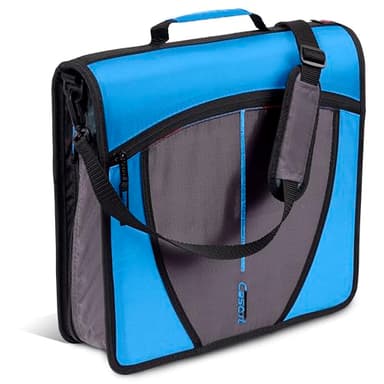 Case-it Mighty Zip Tab Zipper Binder, 3" O-Ring with 5-Color tabbes, Expanding File Folder and Shoulder Strap and Handle, D-146-Denim Blue - Image 1
