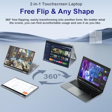 jumper 2 in 1 Laptop, 16 inch Convertible Laptop Computer with IPS FHD 360 Degree Touchscreen, 640GB Storage, 16GB RAM, Fingerprint Reader, Backlit Keyboard, Celeron N5095, 53.2WH, WiFi 6 - Image 4