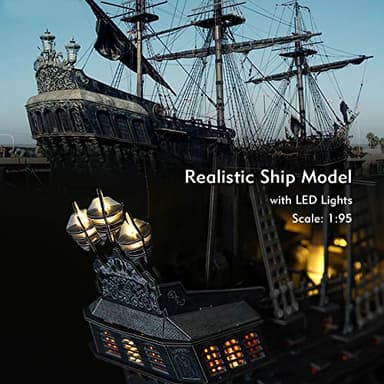 3D Puzzles for Adults Home Decor Pirate Ship Gifts for Men Women Model Kits Brain Teaser Puzzles for Adults Teacher Gifts,Queen Anne's Revenge 340 Pcs Dad'sGift - Image 2