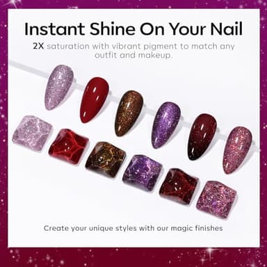 modelones Gel Nail Polish Set 6 Colors Red Burgundy Brown Purple Glitter Gel Nail Polish Color Changing Sparkle Shimmer Polish Kit Soak Off UV Nail Art DIY Salon Gifts For Women Girl - Image 2