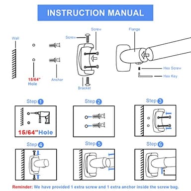 Tlooe Curved Shower Curtain Rod, 45-72 inches Adjustable Arched Shower Curtain Curved Rods, Rustproof Round Never Fall Design for Bathroom, Black, Need to Drill - Image 7