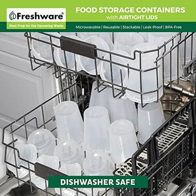 Freshware Food Storage Containers [50 Set] 8 oz Plastic Deli Containers with Lids, Slime, Soup, Meal Prep Containers | BPA Free | Stackable | Leakproof | Microwave/Dishwasher/Freezer Safe - Image 6