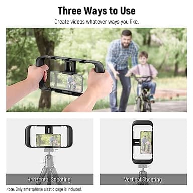 NEEWER Mobile Phone Video Rig, Mobile Phone Grip Stabiliser Cage with Cold Shoe and 1/4 Inch Thread, Video Recording Film Rig, Compatible with iPhone 16 15 Pro Max Plus 14 13 Mini X XS Max XR - Image 3
