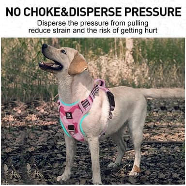 Dog Harness for Large Dogs No Pull with Handle 2 Metal Leash Clips, Adjustable Reflective Puppy Harness, Breathable Camo Oxford Padded Vest Easy Control Front Clip for Medium Large Dogs - Image 5