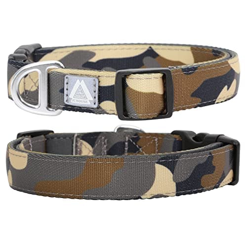 JC HOUSE Soft Padded Dog Collar, Neck 12’’-20’’, Adjustable Heavy Duty Collar with 3M Reflective Logo for Medium, Large Dogs, Camo Green, M - Image 1