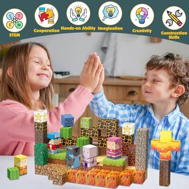 YUNGOWN 200PCS Magnetic Blocks Building Toys Set, Light Up Build 3D Magnetic Building Blocks for Kids Boys Girls Ages 3+, Magnet Cubes STEM Sensory Christmas Birthday Gift Construction Toys - Image 2