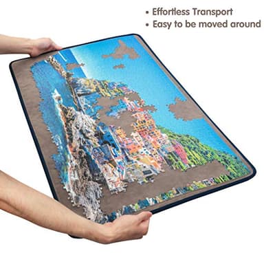 Tektalk Jigsaw Puzzle Board Portable Puzzle Mat with Dustproof Cover for Puzzle Storage Saver, Non-Slip Surface, Up to 1000 Pieces (Gray) - Image 3