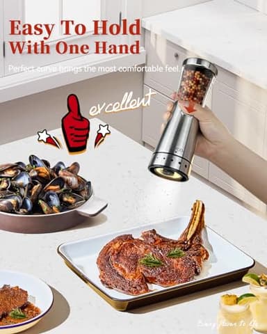 Electric Salt and Pepper Grinder Set with Storage Base, Stainless Steel Rechargeable Salt and Pepper Grinder Set with 4.5 oz Large Capacity, 1.8" Wide Mouth, Adjustable Coarseness, Ideal for Kitchen - Image 3