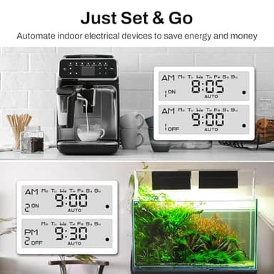 BN-LINK 7-Day Heavy Duty Digital Programmable Timer, 120V, 60Hz, Dual Outlet forLight, ETL Listed (2-Pack) - Image 6