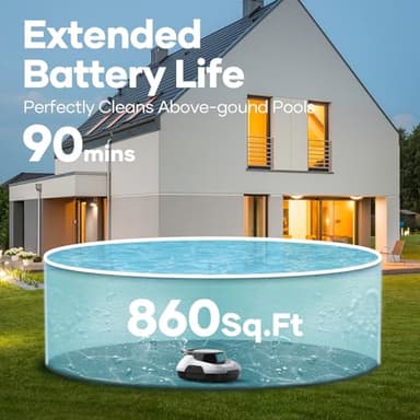 AIPER Cordless Automatic Cleaner, Pool Vacuum with Auto- Parking, Lightweight, Ideal for Above Ground Flat Pool up to 860 sq.ft. - Image 3