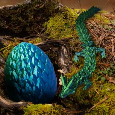 AUMEILLER 3D Printed Dragon,3D Printed Dragon with Egg,Fidget Eggs Gift for Kid(Laser Blue Green) - Image 6