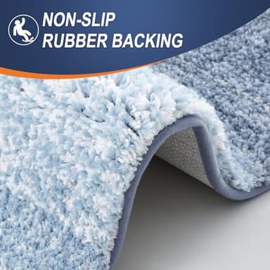 OLANLY Bathroom Rug Mat 30x20, Extra Soft and Absorbent Microfiber Bath Rugs, Non-Slip Plush Shaggy Bath Carpet, Machine Wash Dry, Bath Mats for Bathroom Floor, Tub and Shower, Blue - Image 5