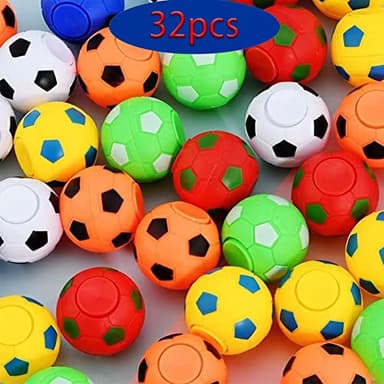32 PCS Mini Fidget Spinners Soccer Ball Toys for Kids, Soccer Party Favors Goodie Bag Stuffers, Rotatable Soccer Finger Stress Balls for Classroom Prizes - Image 4