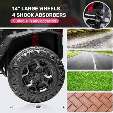 ANPABO 24V 4X4 Ride on Car Truck w/Remote Control, 4WD/2WD Switchable Kids UTV, 19" Spacious Seat, 4 Shock Absorbers, Soft Start, Music Player, Electric Car for Kids Ages 3+(Pink) - Image 5