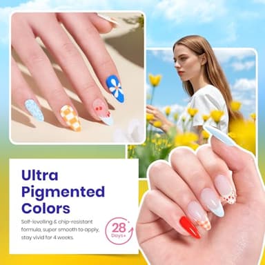 Beetles 25 Colors Gel Nail Polish Set, 32PCS Yellow Orange Gel Polish Rustic Sonata with Base Coat Glossy & Matte Top Coat White Blue Pink DIY Salon Nail Manicure Kit All Season Gifts for Women - Image 5