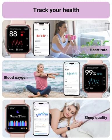 Smart Watch for Women Android & iPhone, Alexa Built-in, 1.8" Touch Screen Fitness Tracker with Answer/Make Calls, IP68 Waterproof Heart Rate/Sleep/SpO2 Monitor, Pedometer, 100+ Sport Modes - Image 4