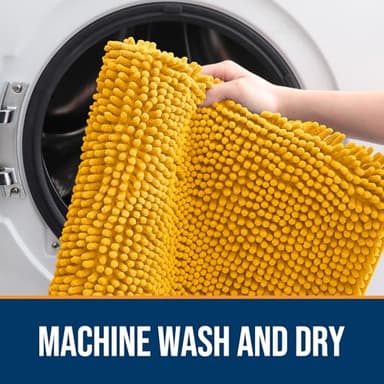 OLANLY Dog Door Mat for Muddy Paws 36x24, Absorbs Moisture and Dirt, Absorbent Non-Slip Washable Doormat, Quick Dry Chenille Mud Mat, Entry Indoor Entryway Carpet for Inside Floor, Golden Yellow - Image 5