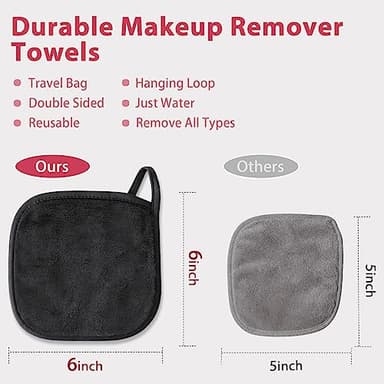 Makeup Remover Cloth, 6" x 6" Makeup Remover Towels Reusable Face Cloth for Washing Face, Makeup Remover Pads Microfiber Face Washcloth with Mesh Bag, 12 Pack, Grey - Image 6