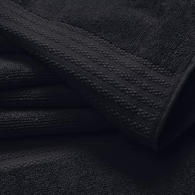 GLAMBURG Ultra Soft 8-Piece Towel Set - 100% Pure Ringspun Cotton, Contains 2 Oversized Bath Towels 27x54, 2 Hand Towels 16x28, 4 Wash Cloths 13x13 - Ideal for Everyday use, Hotel & Spa - Black - Image 2