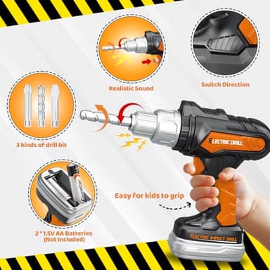 Kids Tool Set 46 PCS, Christmas Birthday Gifts for Kids Ages 3,4,5,6,7,8, Toddler Tool Set with Portable Tool Box & Electronic Toy Drill, Construction Toys Tools for Toddlers, Tool Kits for Boys Girls - Image 4