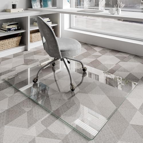 Koonmi Chair Mat for Carpet, Tempered Glass 36"x48" Office Chair Mat, Glass Chair Mats Protector with Rounded and Polished Edges, Ideal for Hardwood Floor, Carpet, Office, Desk, Rolling Chair - Image 1