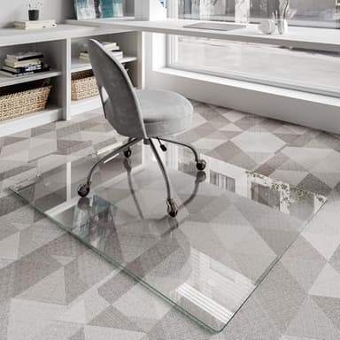 Koonmi Chair Mat for Carpet, Tempered Glass 36"x48" Office Chair Mat, Glass Chair Mats Protector with Rounded and Polished Edges, Ideal for Hardwood Floor, Carpet, Office, Desk, Rolling Chair - Image 1