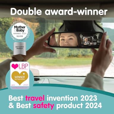 Onco Baby Car Mirror Rear Facing - Double Award-Winning Convex Car Mirror for Baby, 100% Shatterproof & Shakeproof with 360° Rotation, Newborn Essentials (9.6 x 6.9 in) - Image 2