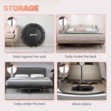 BCAN 40" Adult Fitness Trampoline with Durable Bungees, Stable & Quiet Exercise Rebounder,Great Mini Trampoline for Indoor/Garden Workout - Black - Image 7