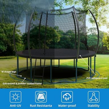 Trampoline 12FT 14FT Enclosure Net Outdoor Jump for Kids and Adults Round ASTM Approved Heavy-Duty Bounce Mat with Enhanced Weight Capacity - Image 5